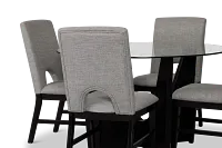 Oxford Glass Round Table & 4 Upholstered Chairs