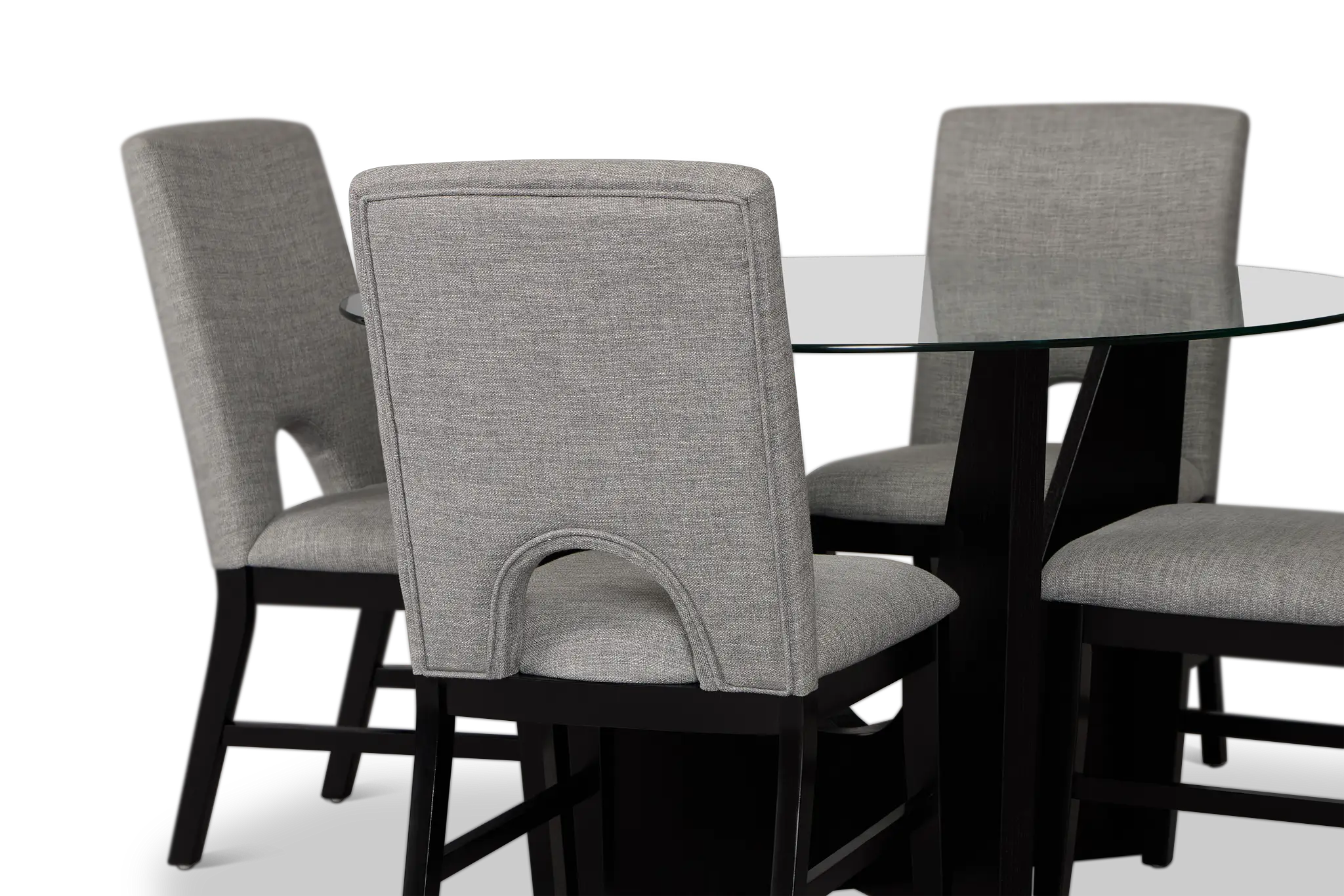 Oxford Glass Round Table & 4 Upholstered Chairs Oxford Glass Round Table & 4 Upholstered Chairs