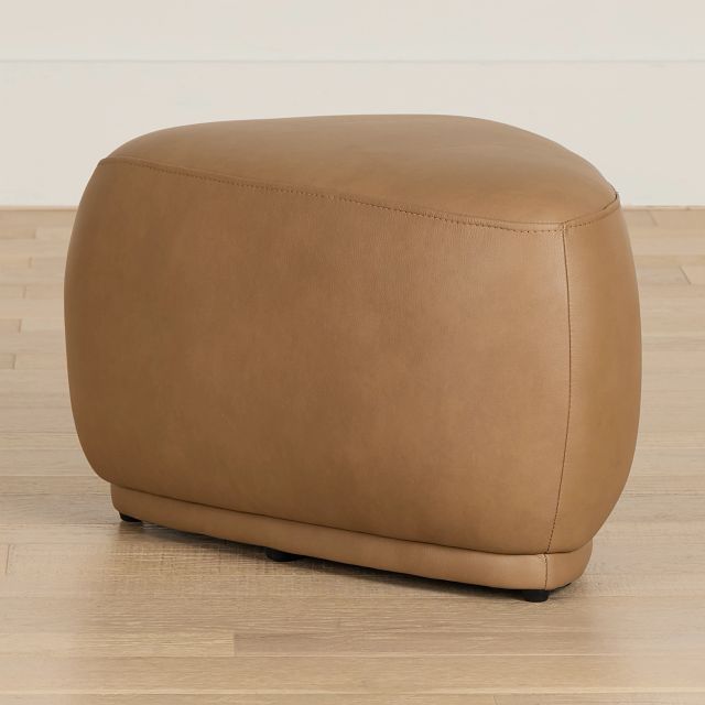 Jovi Brown Leather Small Accent Ottoman