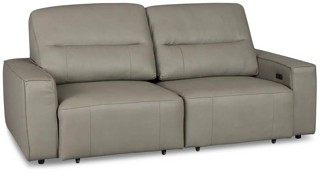Rudy Gray Lthr/vinyl Power Extension Chaise Sofa