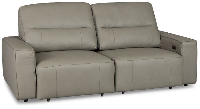 Rudy Gray Lthr/vinyl Power Extension Chaise Sofa