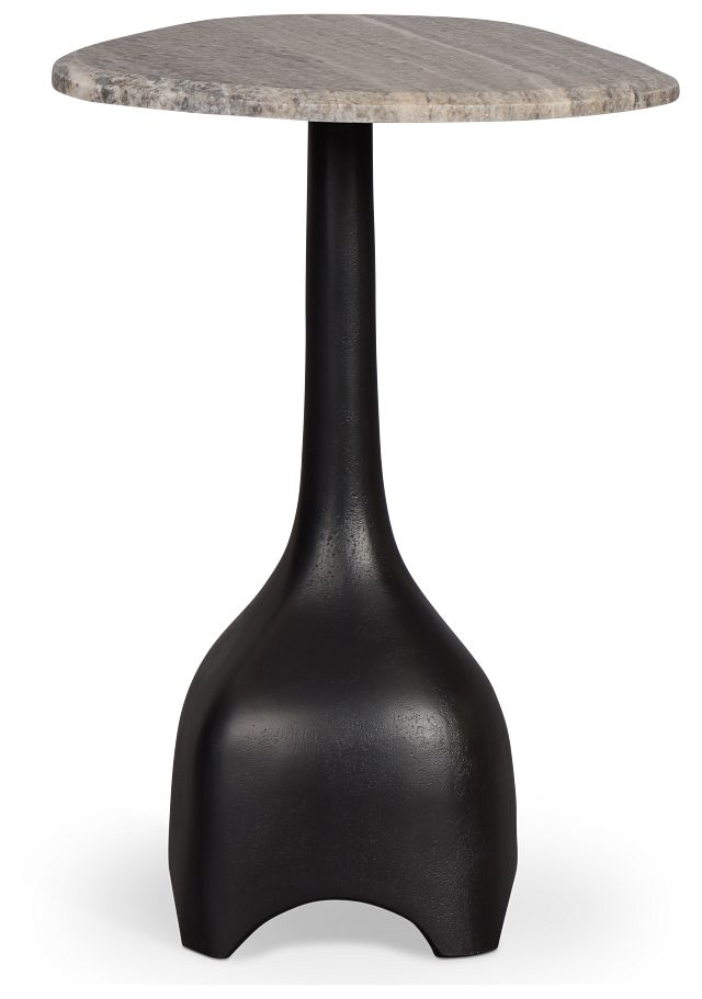 Lital Black Stone Accent Table