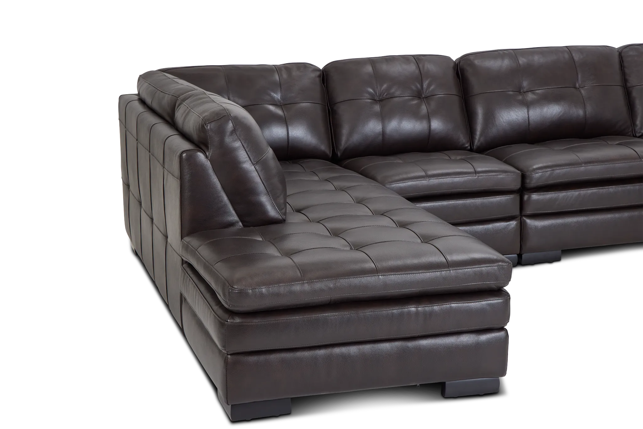 Braden Dark Brown Leather Medium Left Bumper Sectional