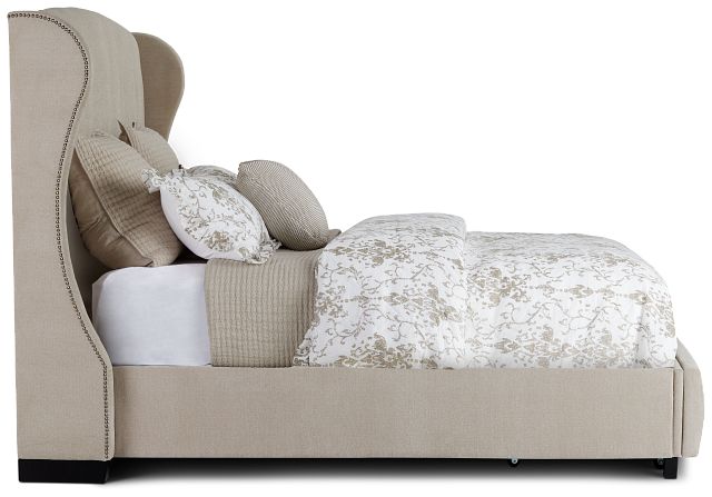 Cora Taupe Uph Platform Storage Bed