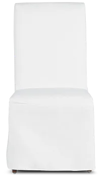 Harbor White Long Slipcover Chair With Medium-tone Leg