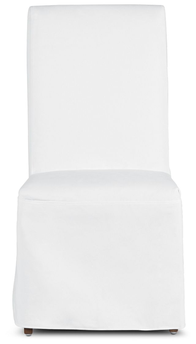 Harbor White Long Slipcover Chair With Medium-tone Leg