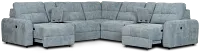 Hendrix Light Blue Fabric Large Dual Power 2 Arm Extension Chaise Sectional