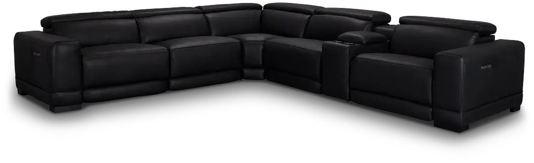 Lombardy Black Micro Medium Dual Power 2-arm Reclining Sectional Lombardy Black Micro Medium Dual Power 2-arm Reclining Sectional