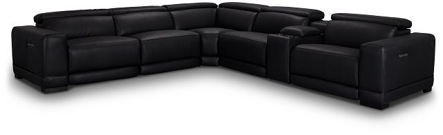 Lombardy Black Micro Medium Dual Power 2-arm Reclining Sectional