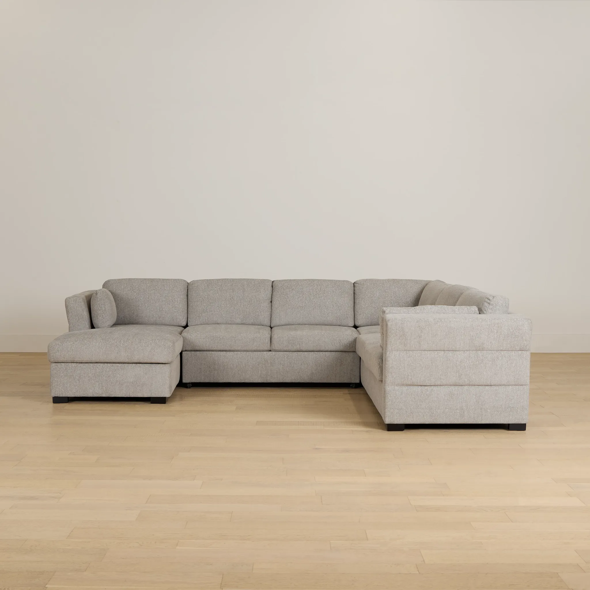 Amber Light Gray Fabric Large Left Chaise Storage Sleeper Sectional