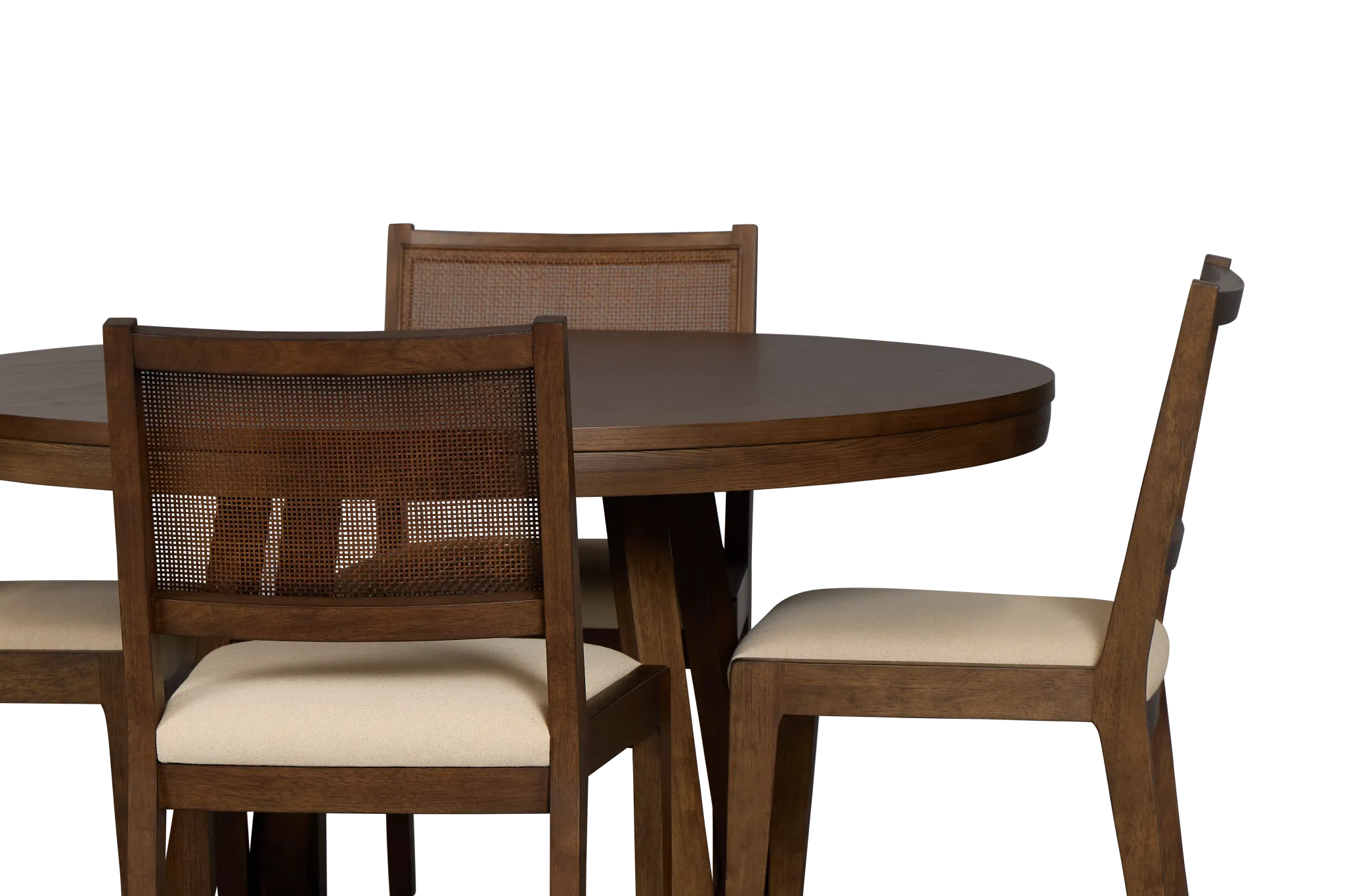 Pacific Mid Tone Round Table & 4 Upholstered Chairs