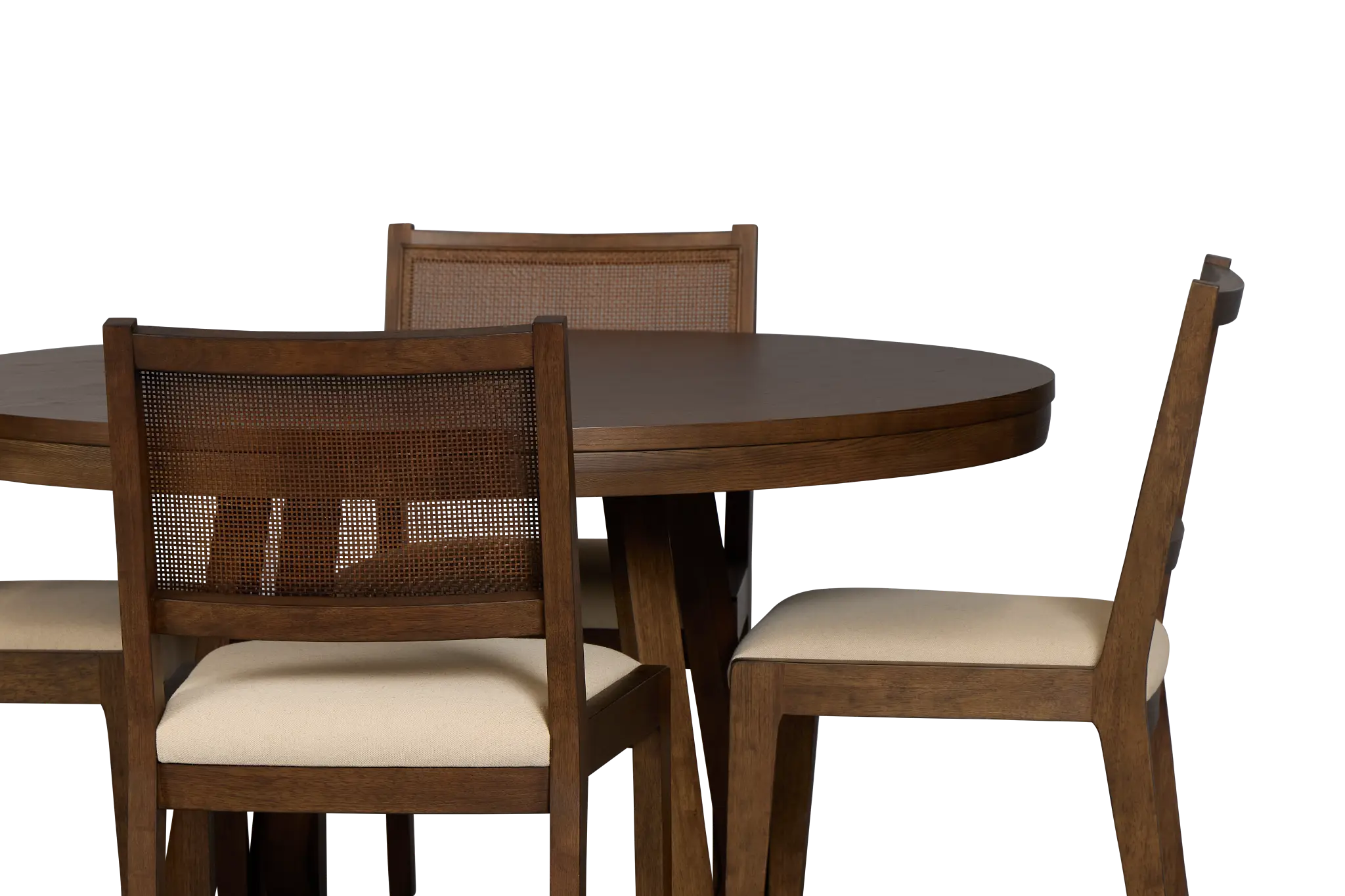 Pacific Mid Tone Round Table & 4 Upholstered Chairs Pacific Mid Tone Round Table & 4 Upholstered Chairs