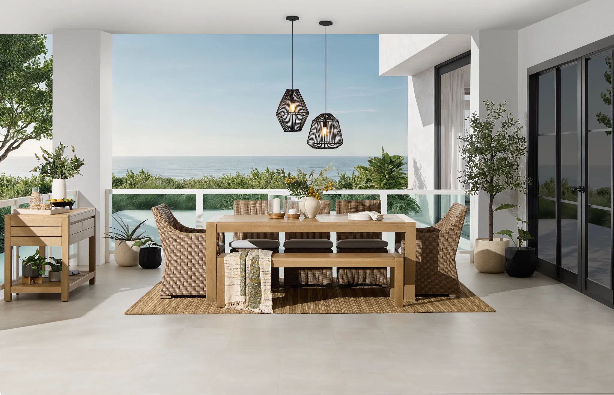 Montecito Light Tone Cushioned Arm Chair