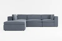 Destin Victory Dark Blue Fabric 5pc Bumper Sectional