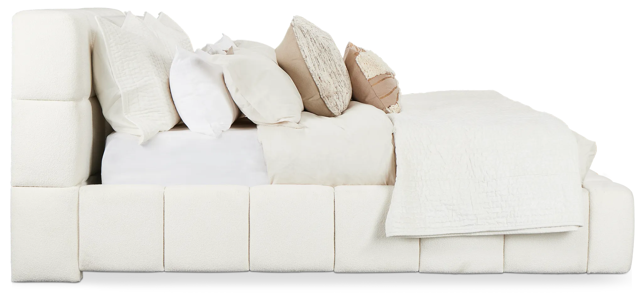 Malibu Light Beige Tufted Platform Bed