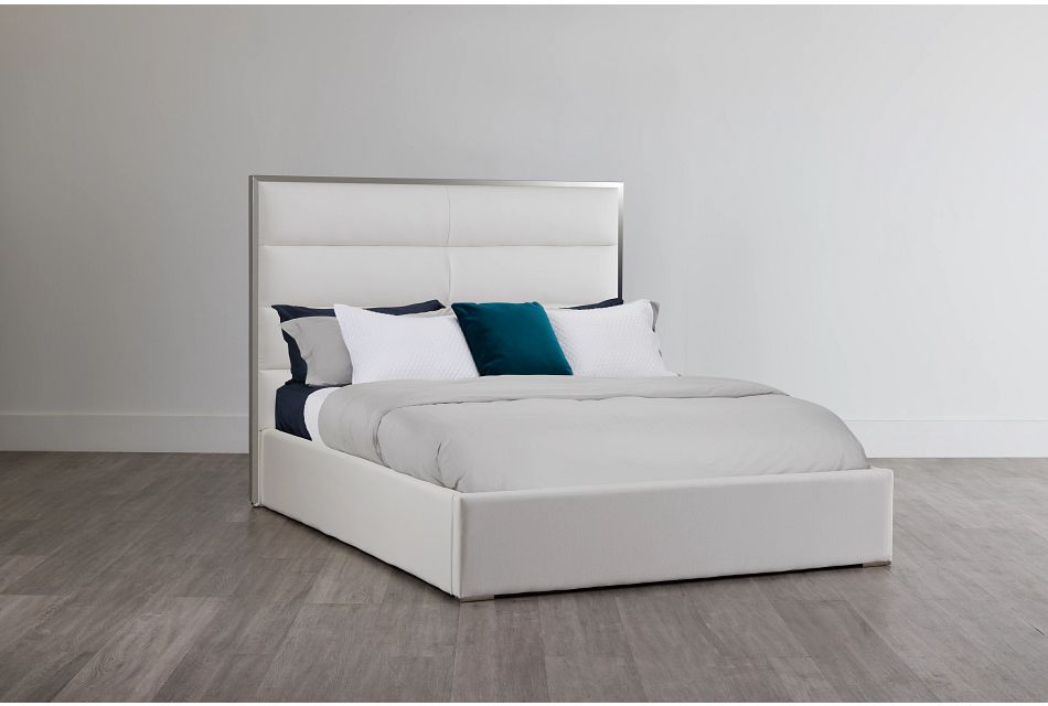 Cortina White Uph Platform Bed, Queen (2)
