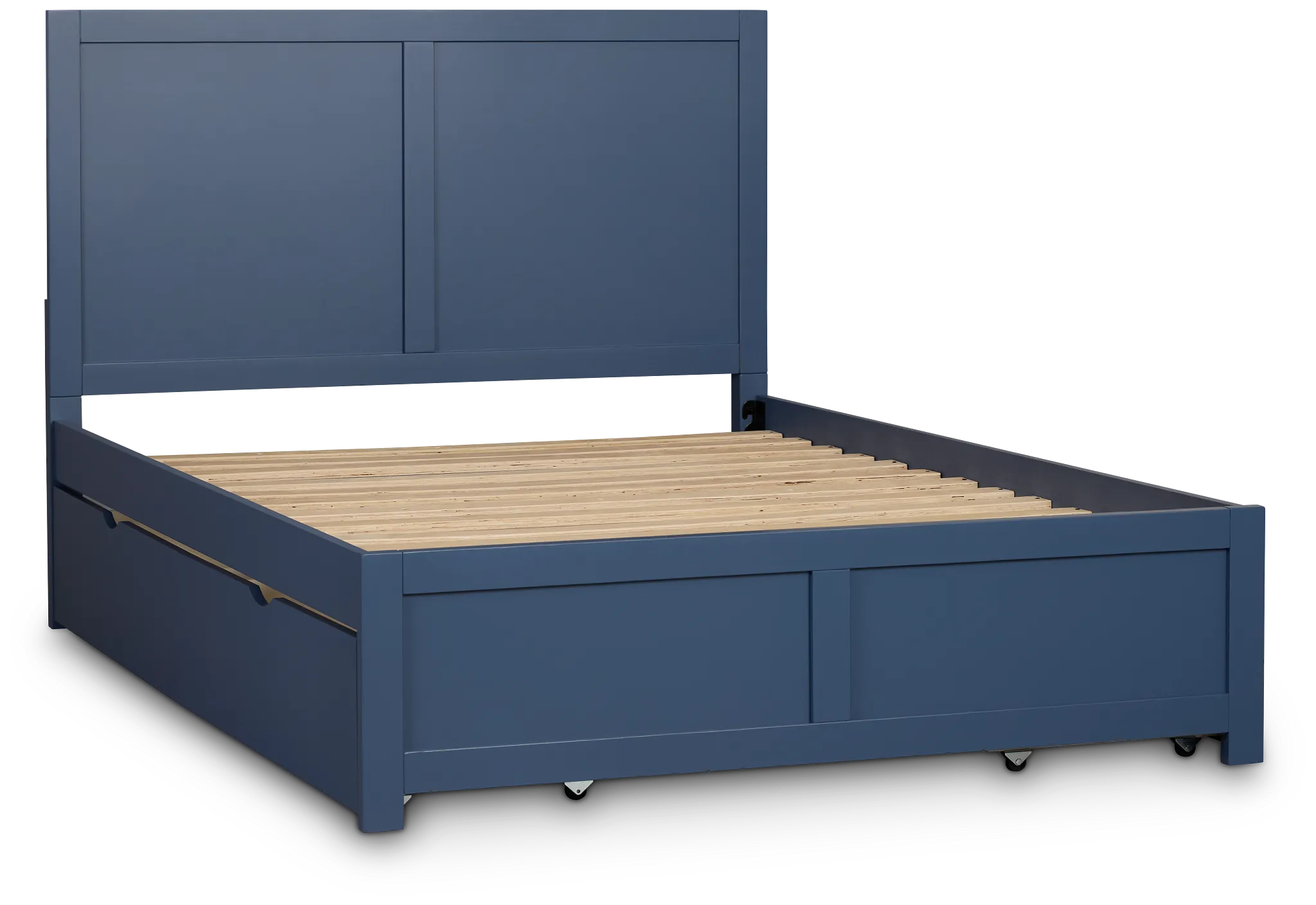 Charleston Dark Blue Panel Bed With 4 Storage Drawers