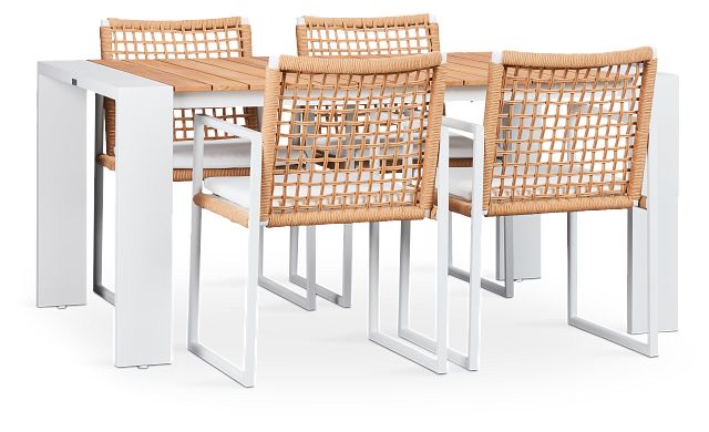 Sunrise Teak 65" Rectangular Table & 4 Aluminum Arm Chairs