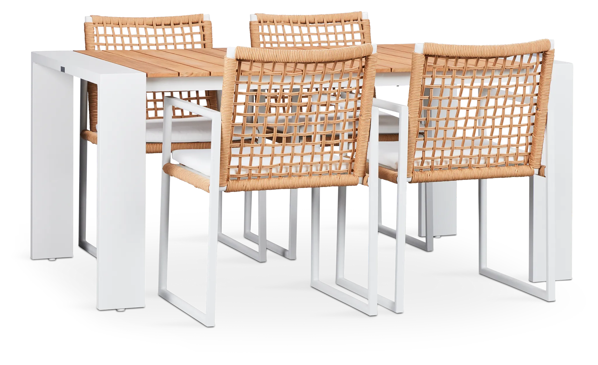 Sunrise Teak 65" Rectangular Table & 4 Aluminum Arm Chairs