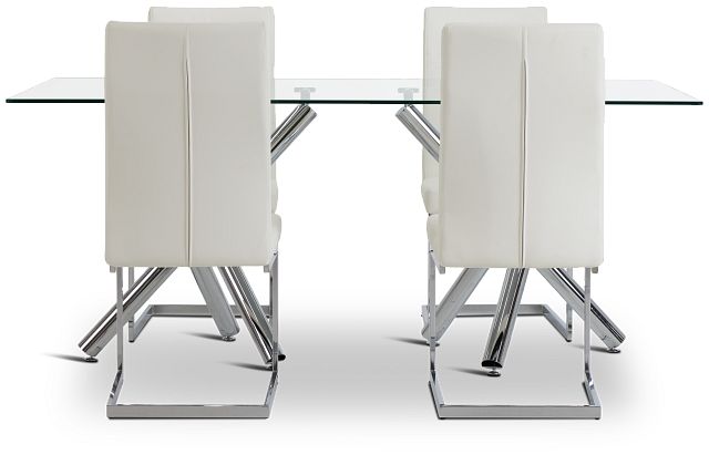 Quincy Glass White Table & 4 Upholstered Chairs (3)