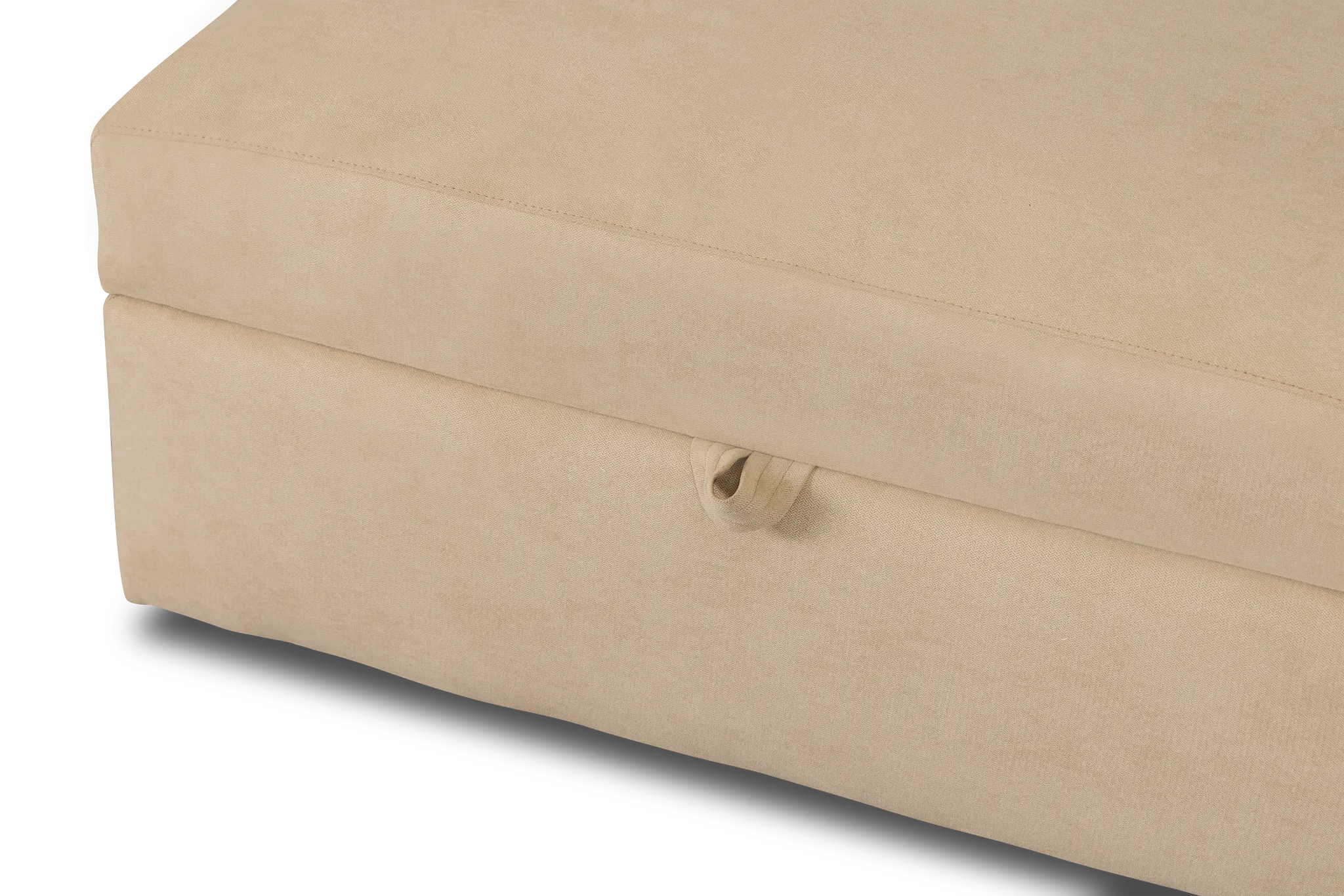 Hudson Beige Fabric Storage Ottoman
