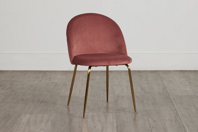 Capri Light Pink Velvet Upholstered Side Chair W/ Gold Legs