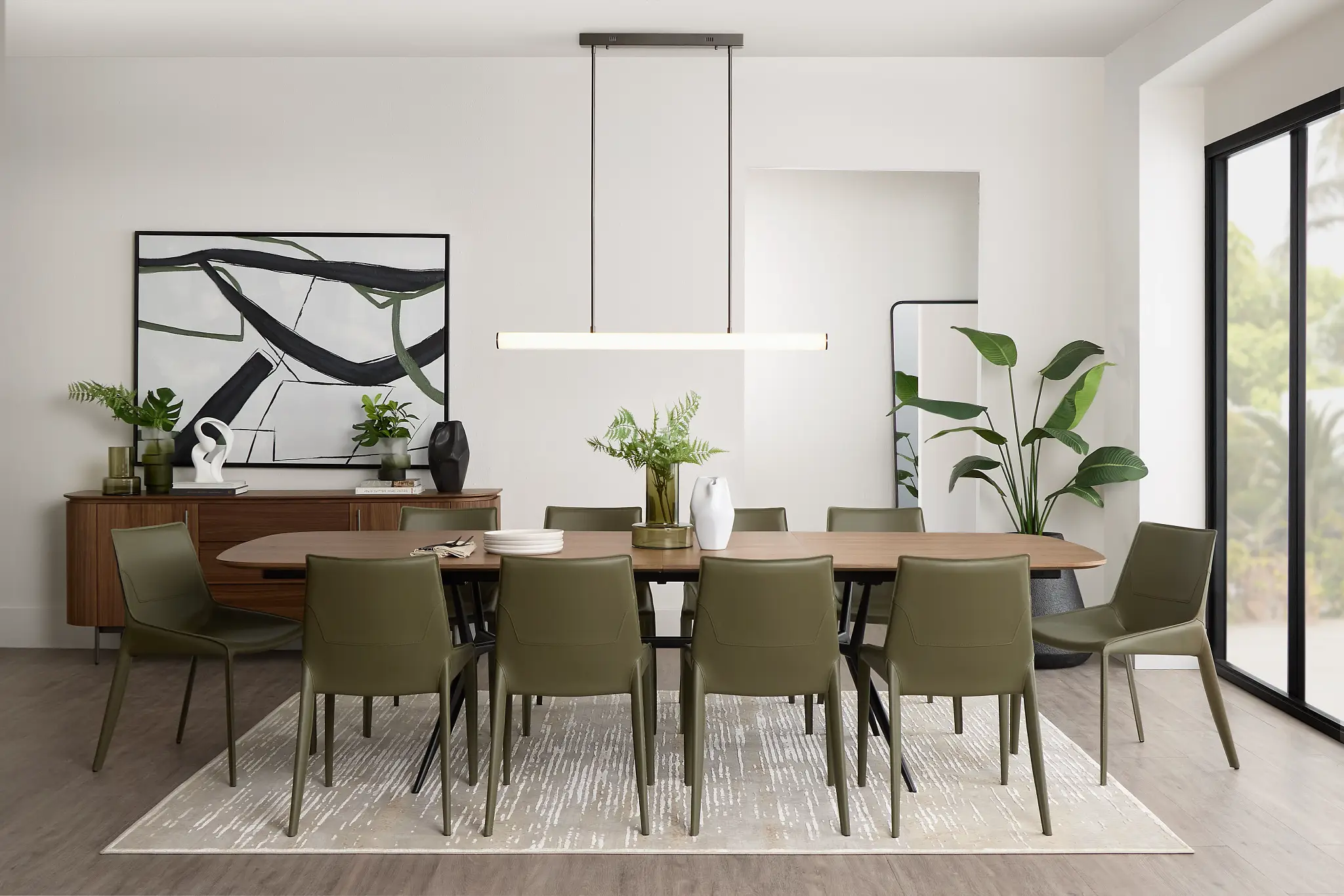 Margo Two-tone Rectangular Table & 4 Dark Green Upholstered Chair Margo Two-tone Rectangular Table & 4 Dark Green Upholstered Chair