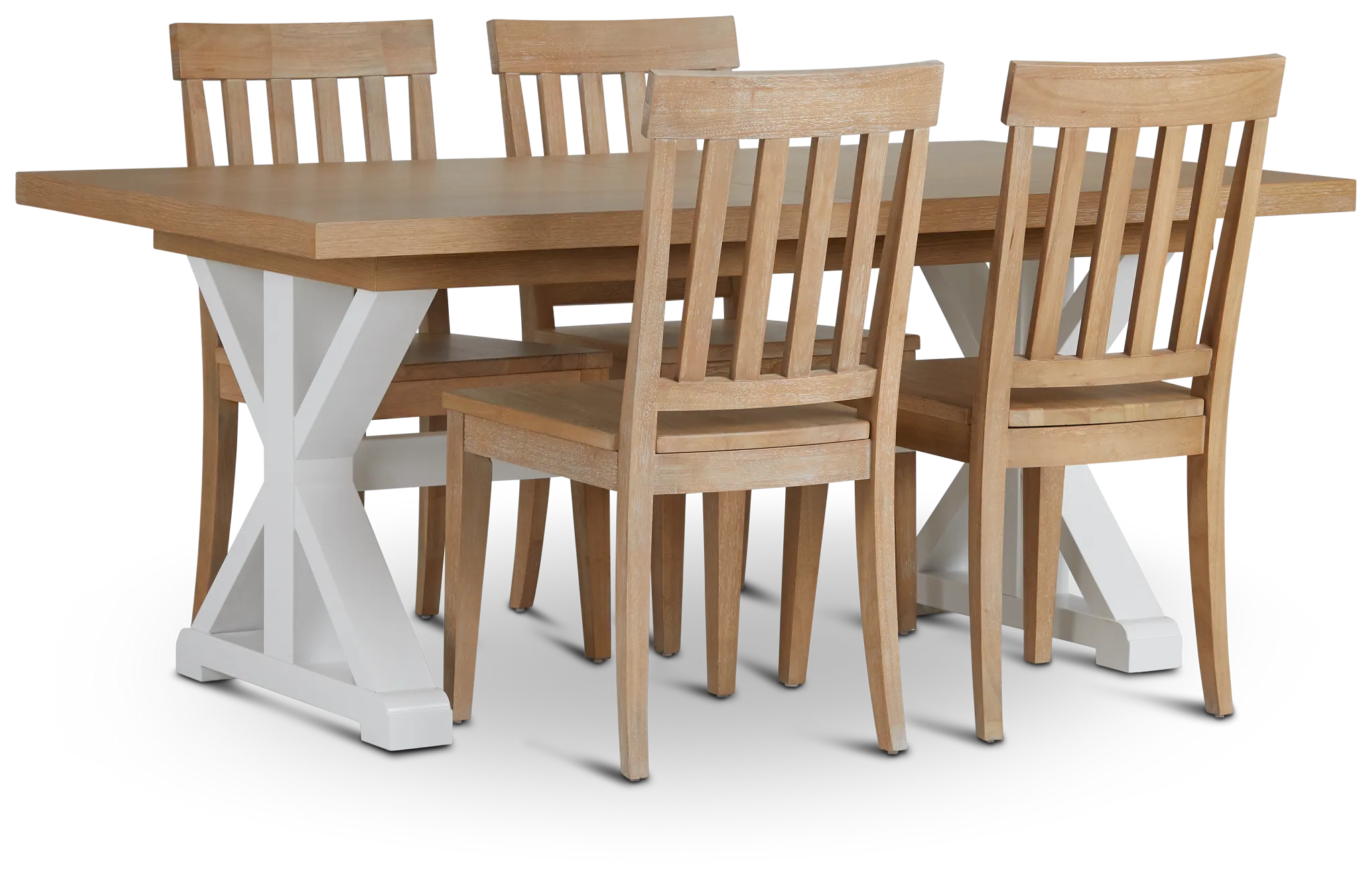 Nantucket Two-tone Light Tone Trestle Table & 4 Light Tone Chairs
