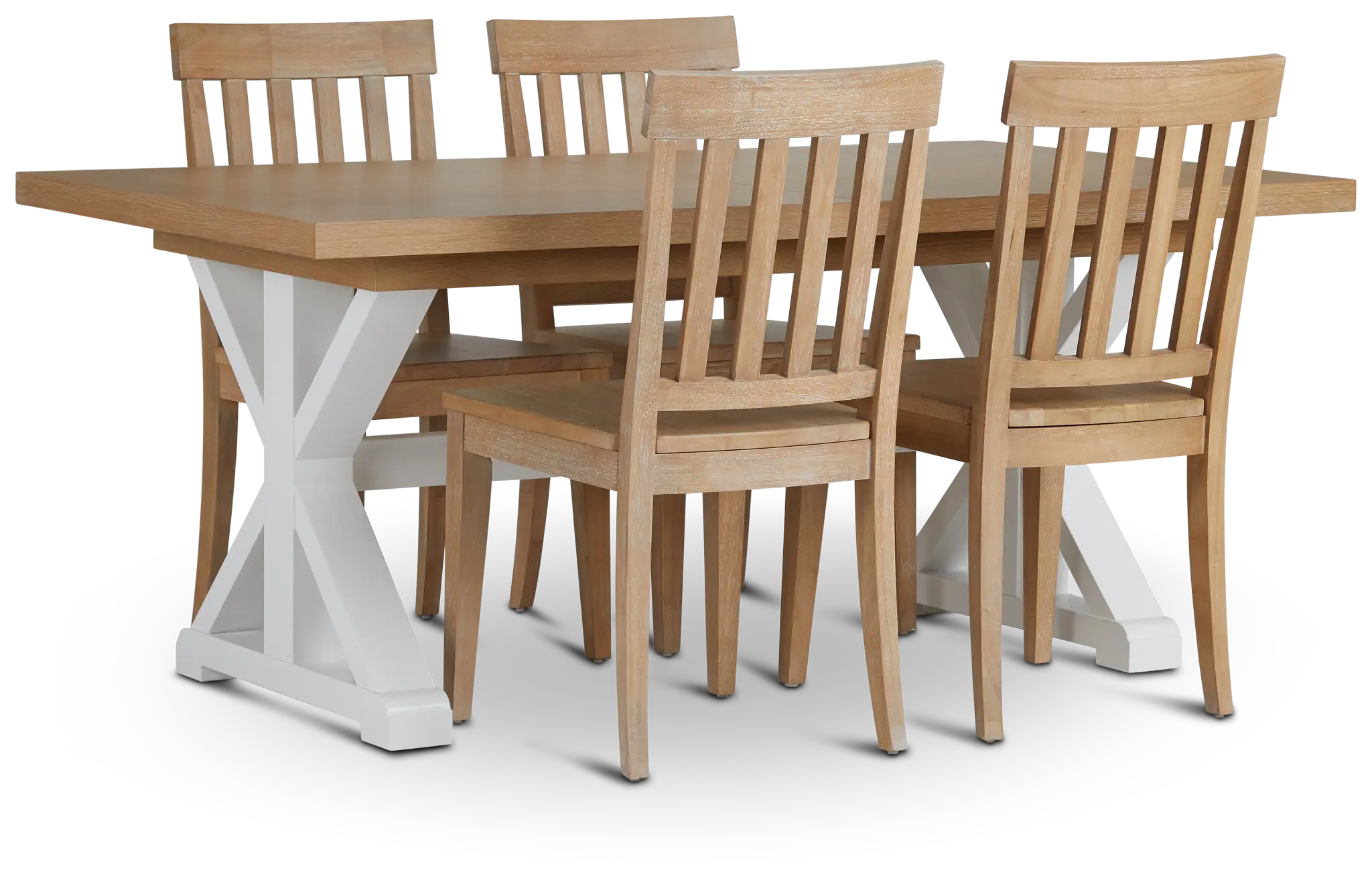 Nantucket Two-tone Light Tone Trestle Table & 4 Light Tone Chairs Nantucket Two-tone Light Tone Trestle Table & 4 Light Tone Chairs