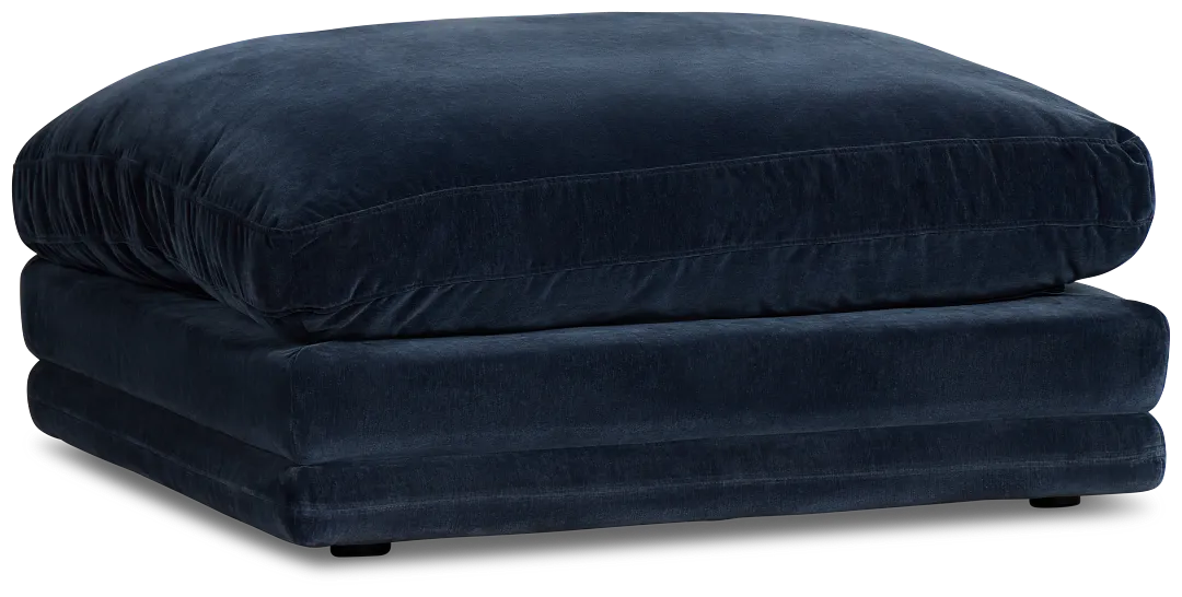 Jules Dark Blue Velvet Ottoman