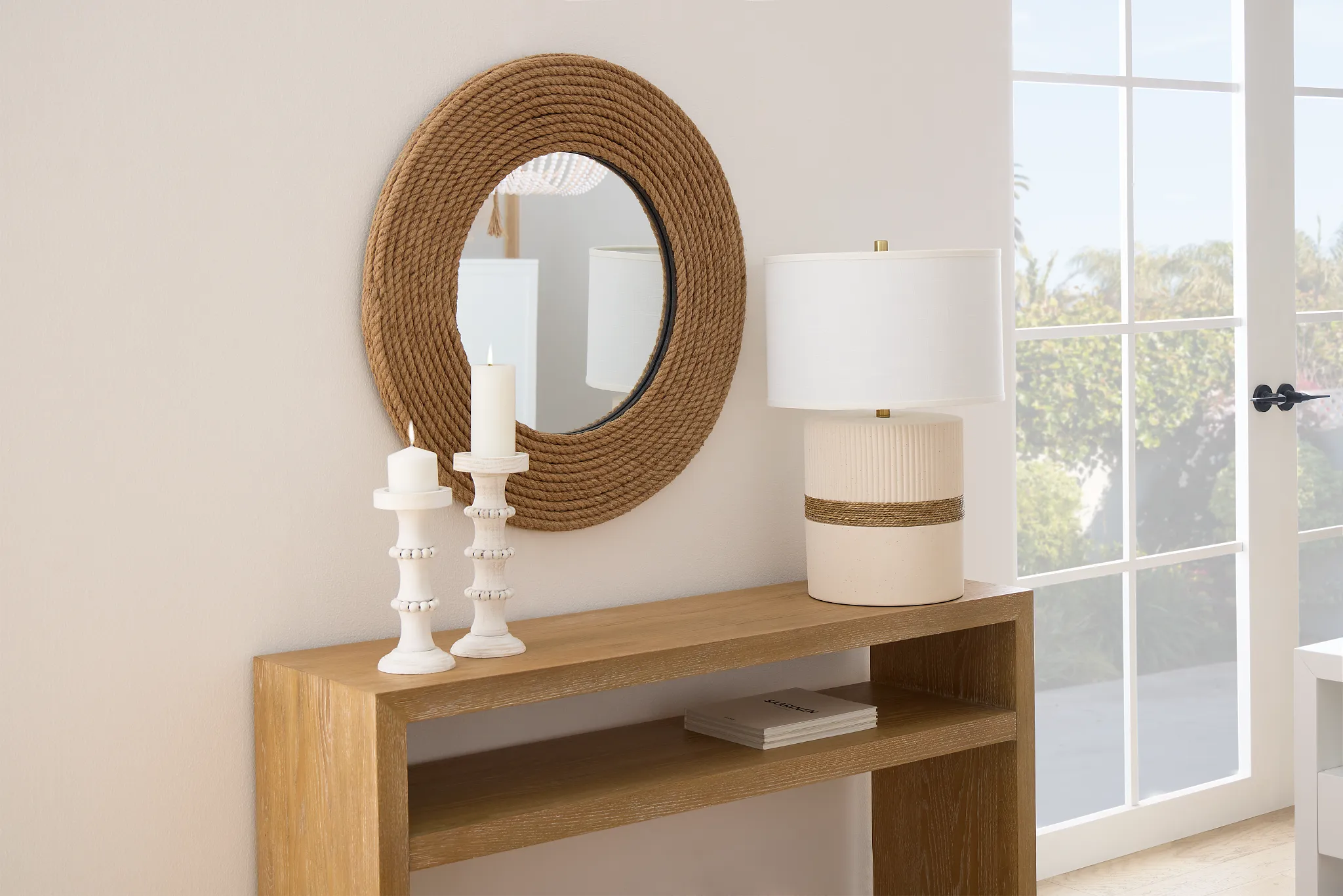 Sandy Jute Mirror
