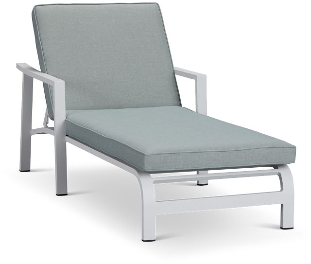 Bahama White Teal Cushioned Chaise