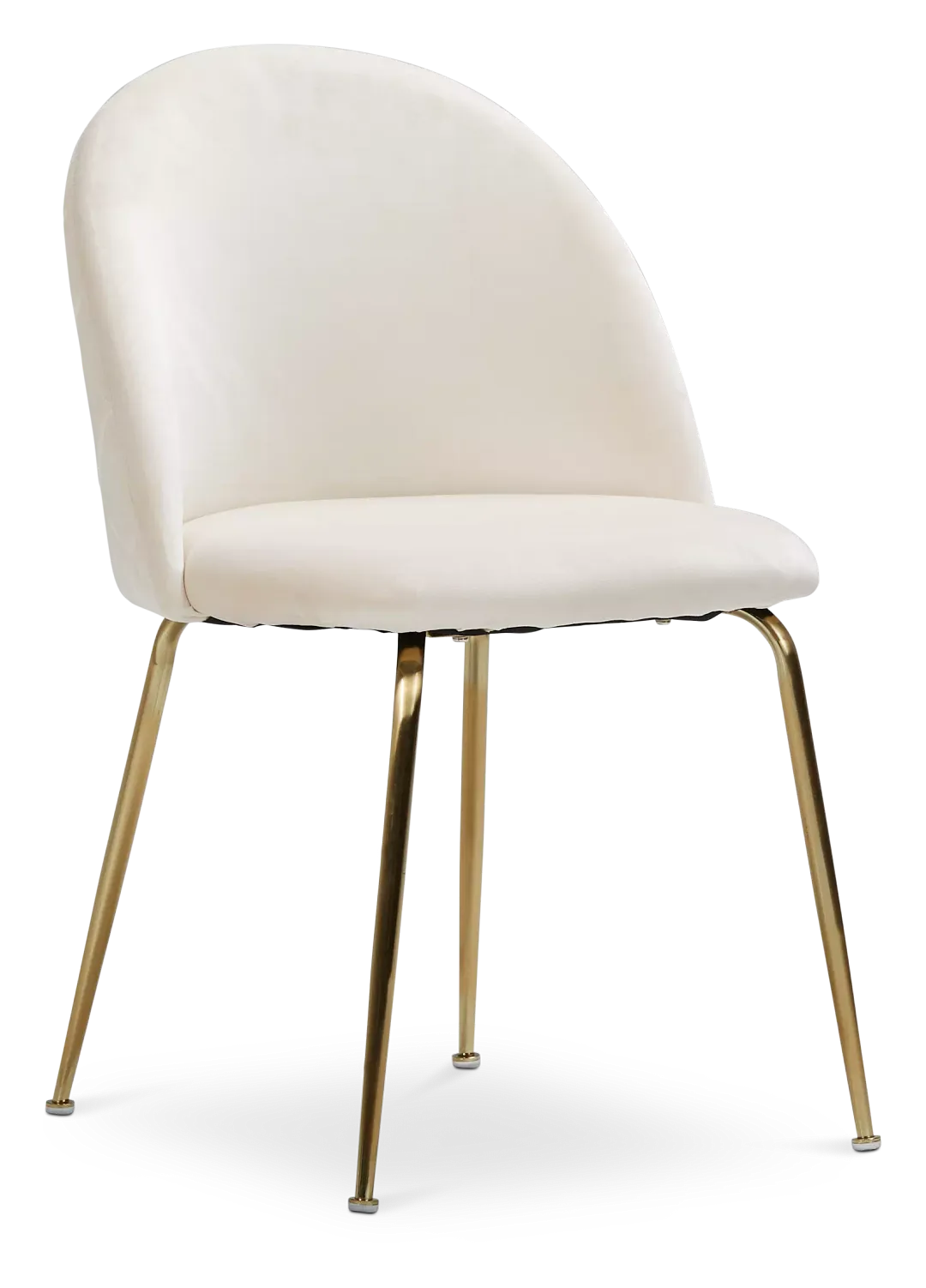 Capri Ivory Velvet Upholstered Side Chair W/ Gold Legs