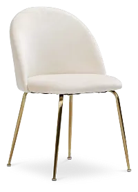 Capri Ivory Velvet Upholstered Side Chair W/ Gold Legs