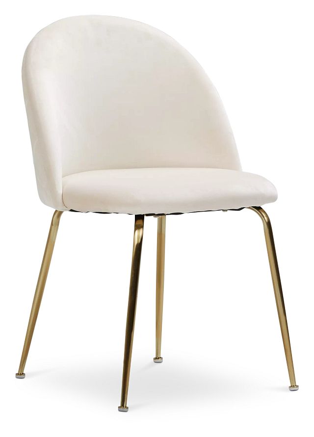 Capri Ivory Upholstered Side Chair W/ Gold Legs