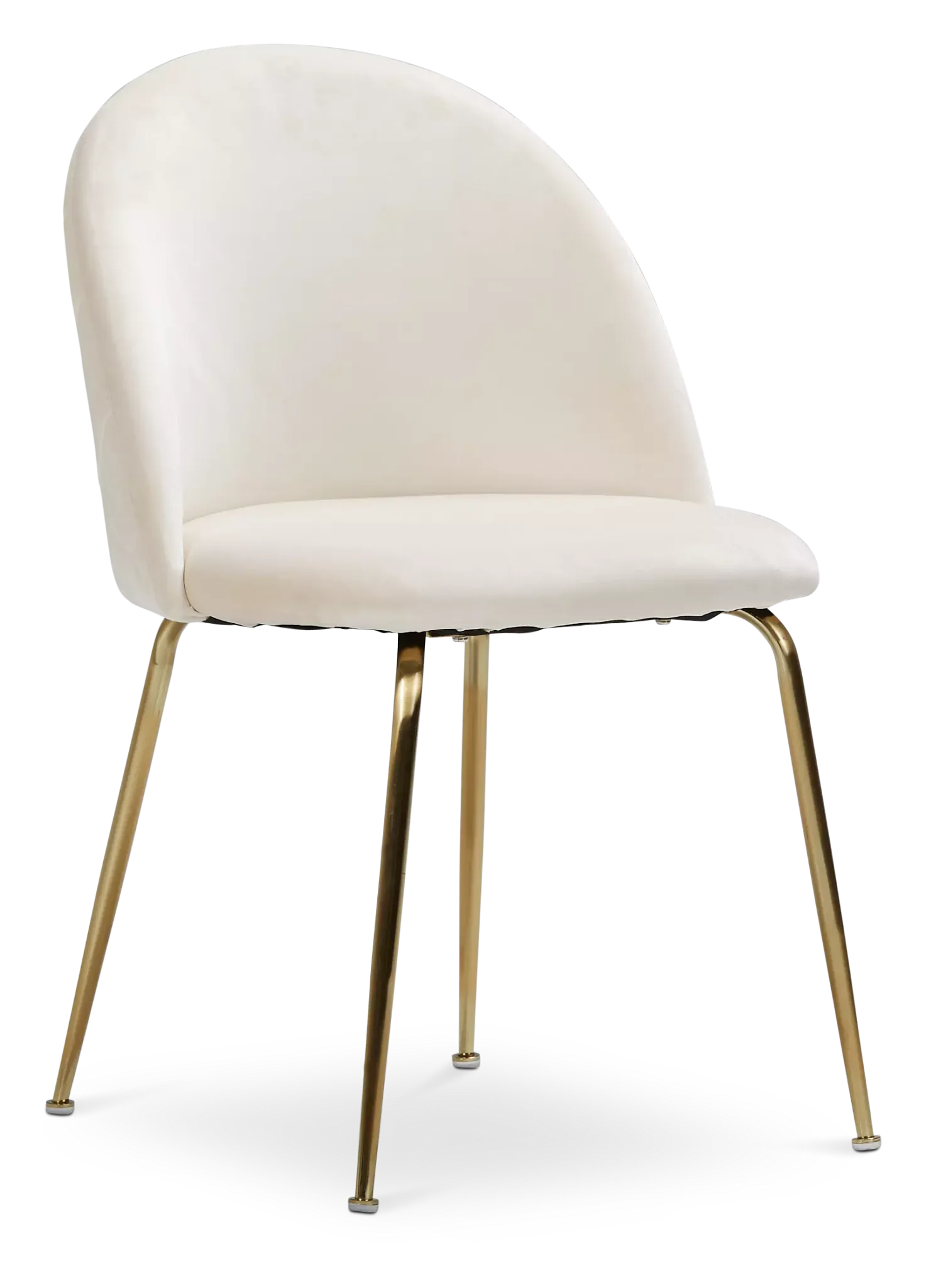 Capri Ivory Velvet Upholstered Side Chair W/ Gold Legs