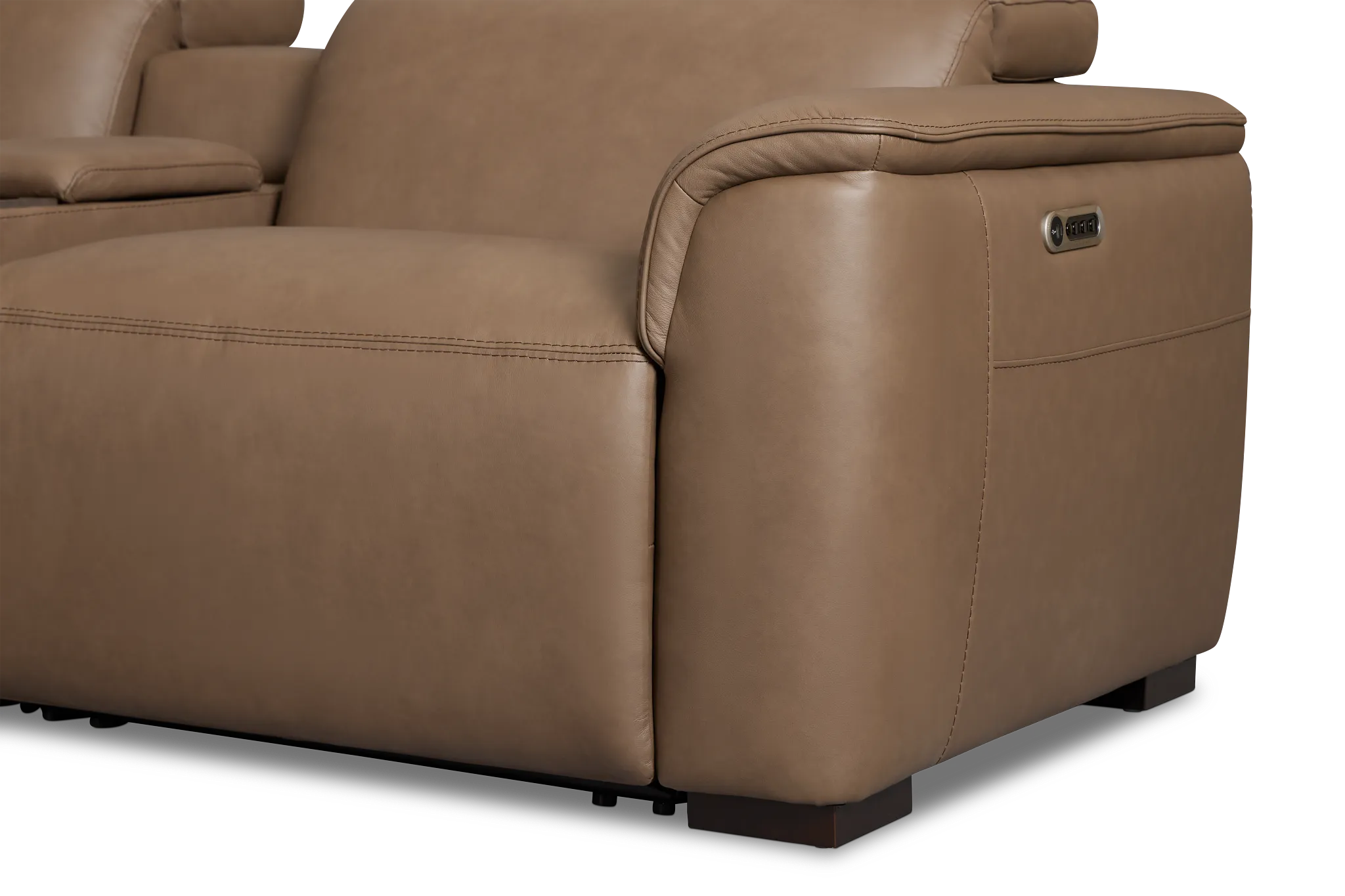 Flexsteel Brodie Dark Brown Lthr/vinyl Medium Triple Power 2-arm Sectional