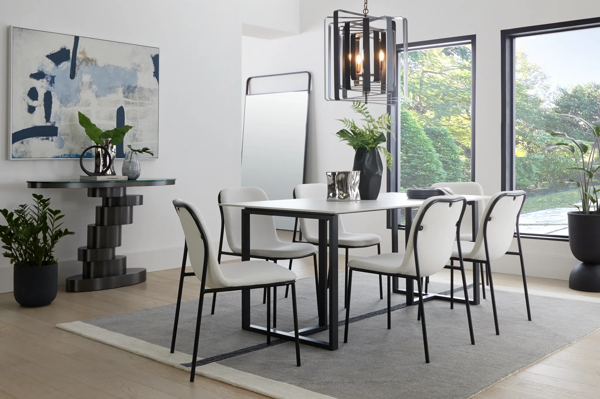 Ambrose Black Glass Console Table