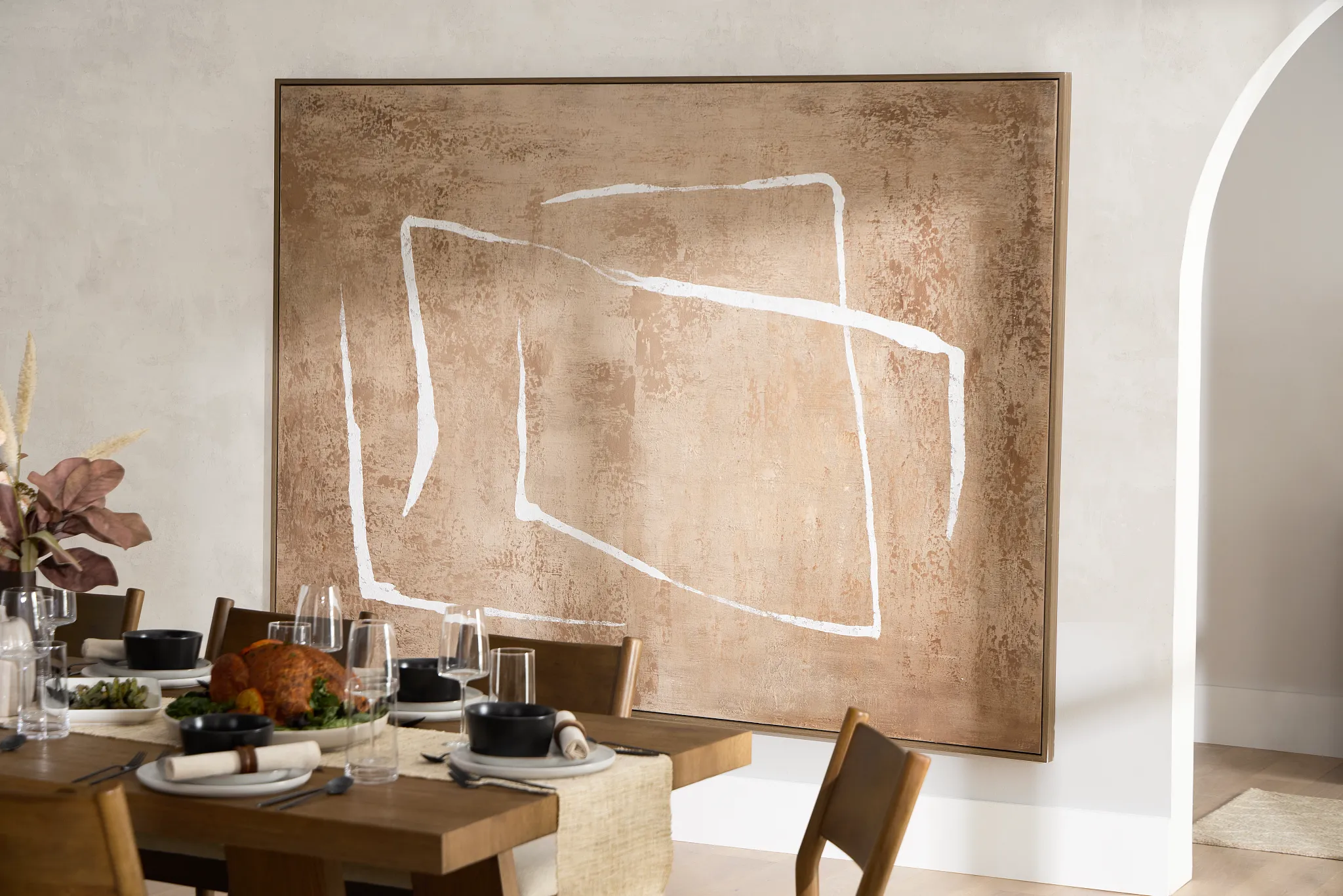 Derry Beige Large Framed Wall Art