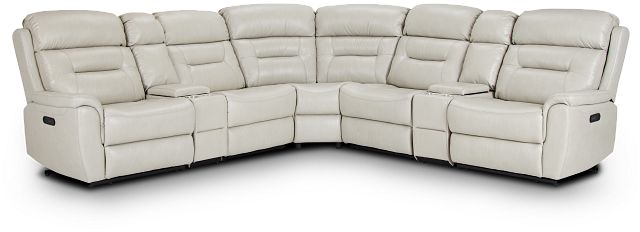 Toby Light Gray Micro Large Triple Power Reclining Two-arm Sectional
