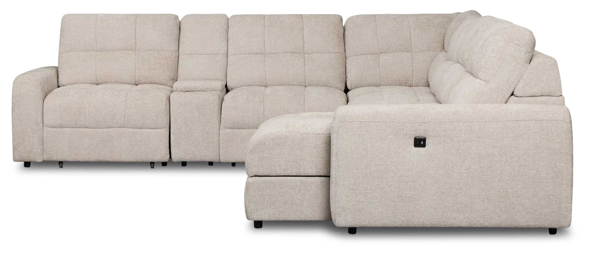 Hendrix Light Taupe Fabric Large Triple Power Right Extension Chaise Sectiona Hendrix Light Taupe Fabric Large Triple Power Right Extension Chaise Sectiona