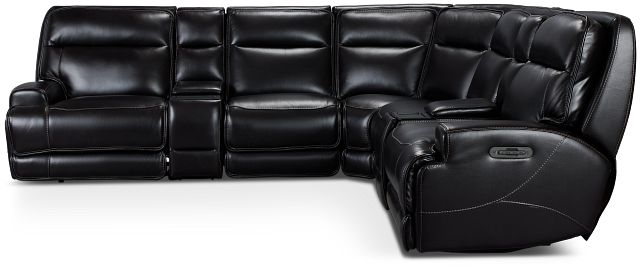 Casey Black Lthr/vinyl Large Dual Power Reclining Two-arm Sectional