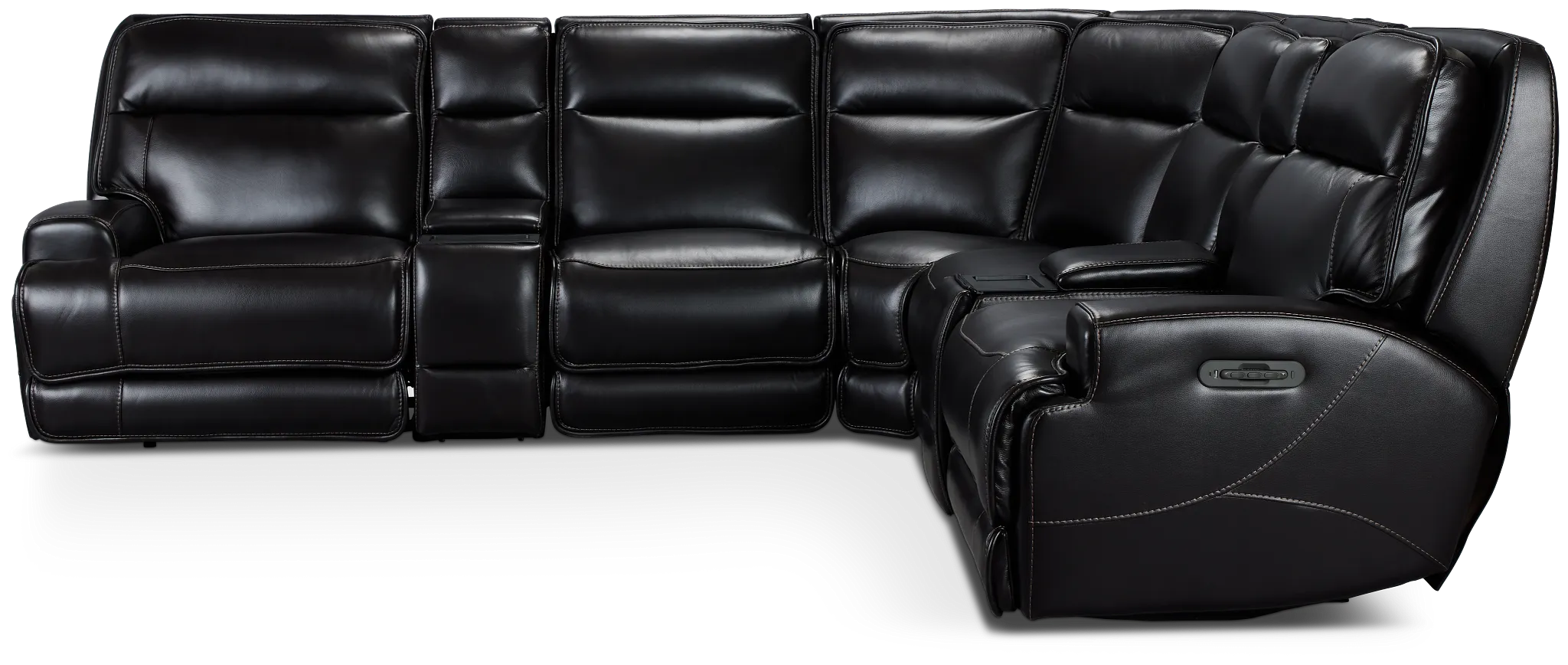 Casey Black Lthr/vinyl Large Dual Power Reclining Two-arm Sectional