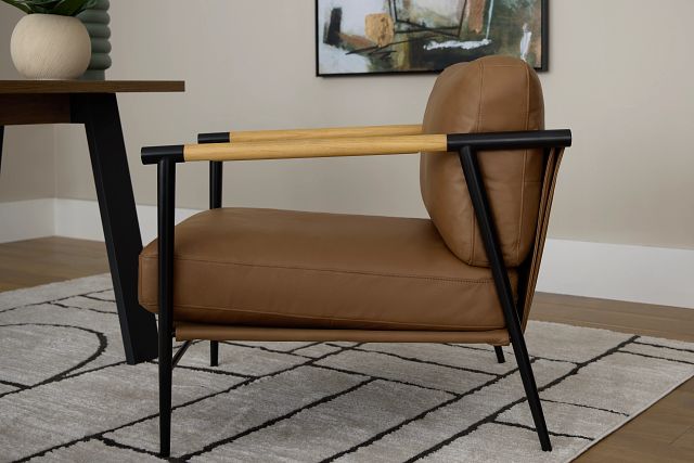 Fiora Light Brown Leather Accent Chair