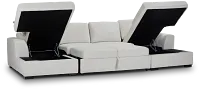 Blakely White Fabric Double Chaise Sleeper Storage Sectional