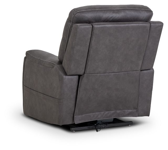 Akron Dark Gray Micro Power Lift Recliner With Power Lumbar