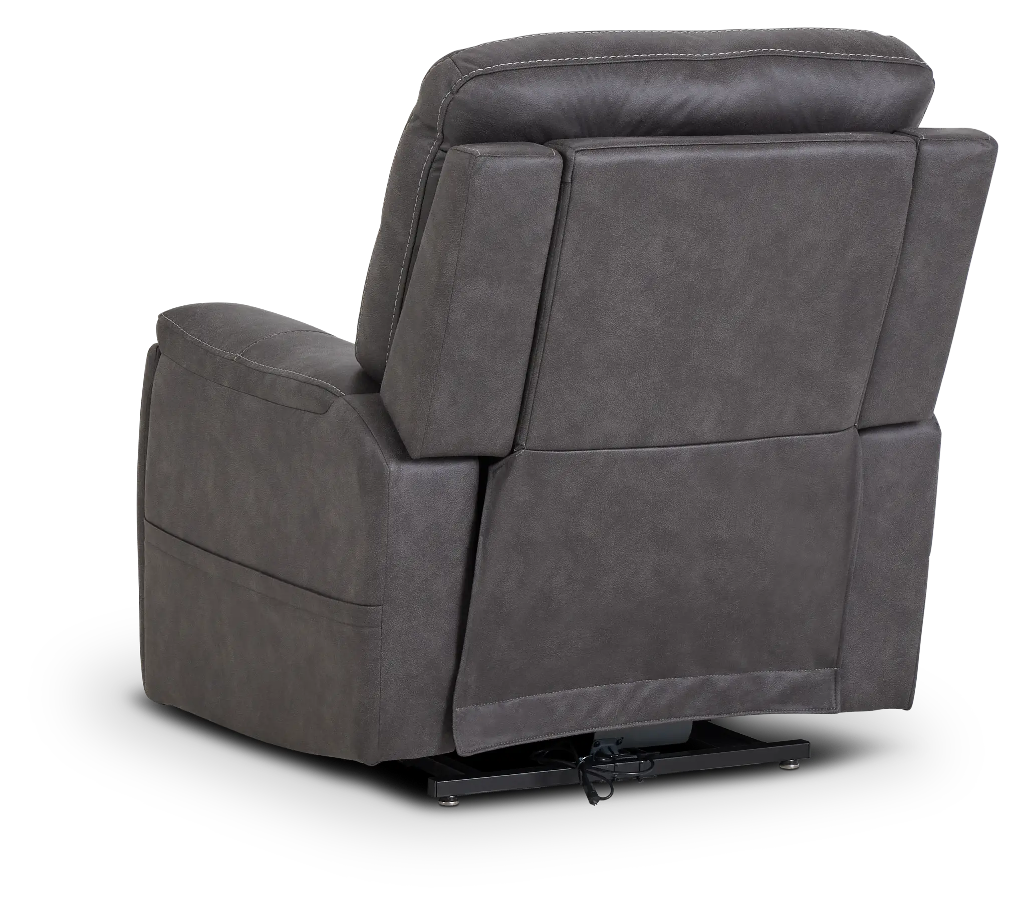 Akron Dark Gray Micro Power Lift Recliner With Power Lumbar Akron Dark Gray Micro Power Lift Recliner With Power Lumbar