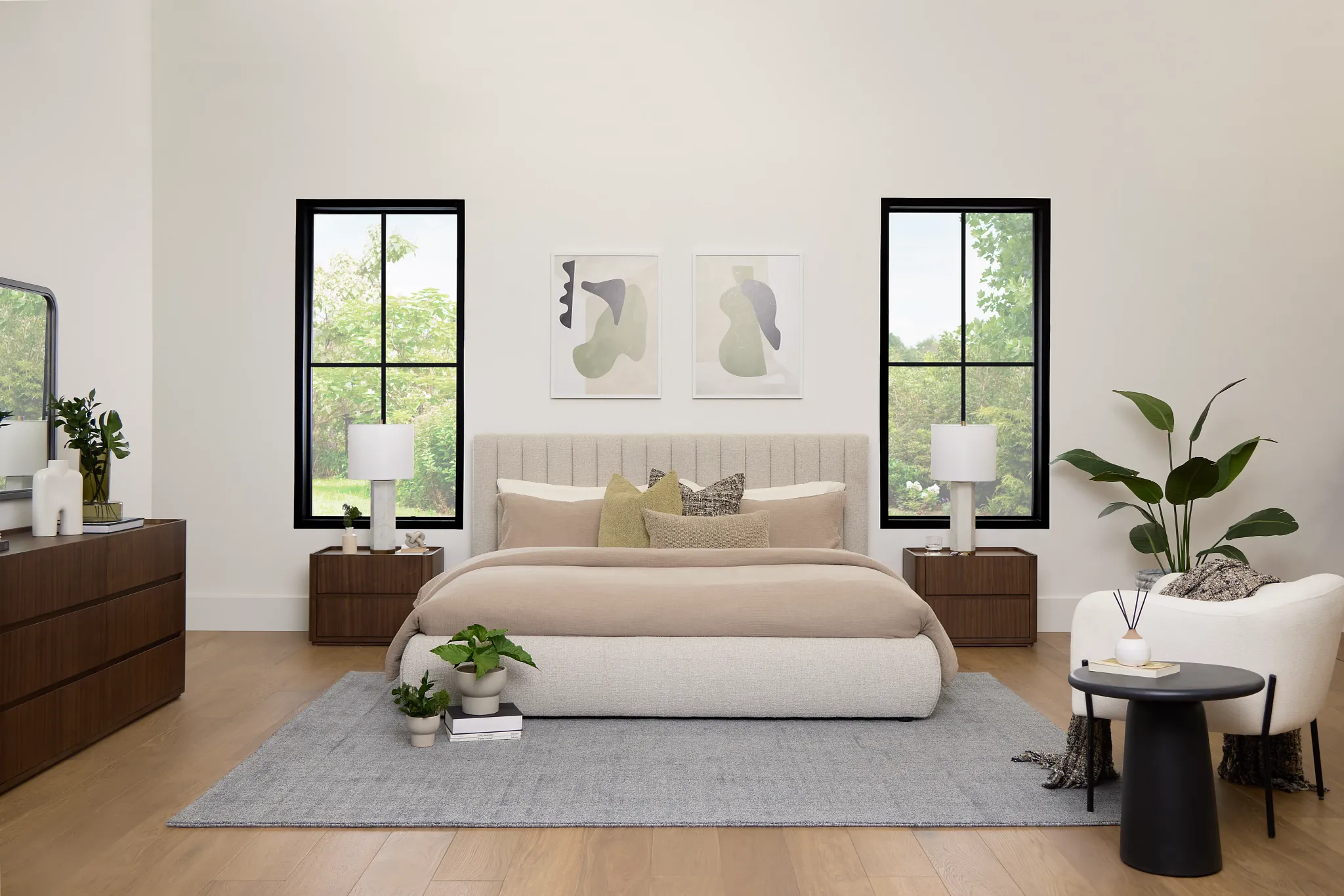 Nomad Light Beige Uph Platform Bed