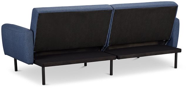 Denali Dark Blue Fabric Sofa Futon