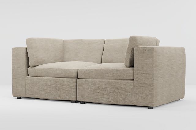 Destin Victory Taupe Fabric 2 Piece Modular Sofa